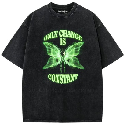 Soulisfree Only Change Butterfly Glow Washed Tee