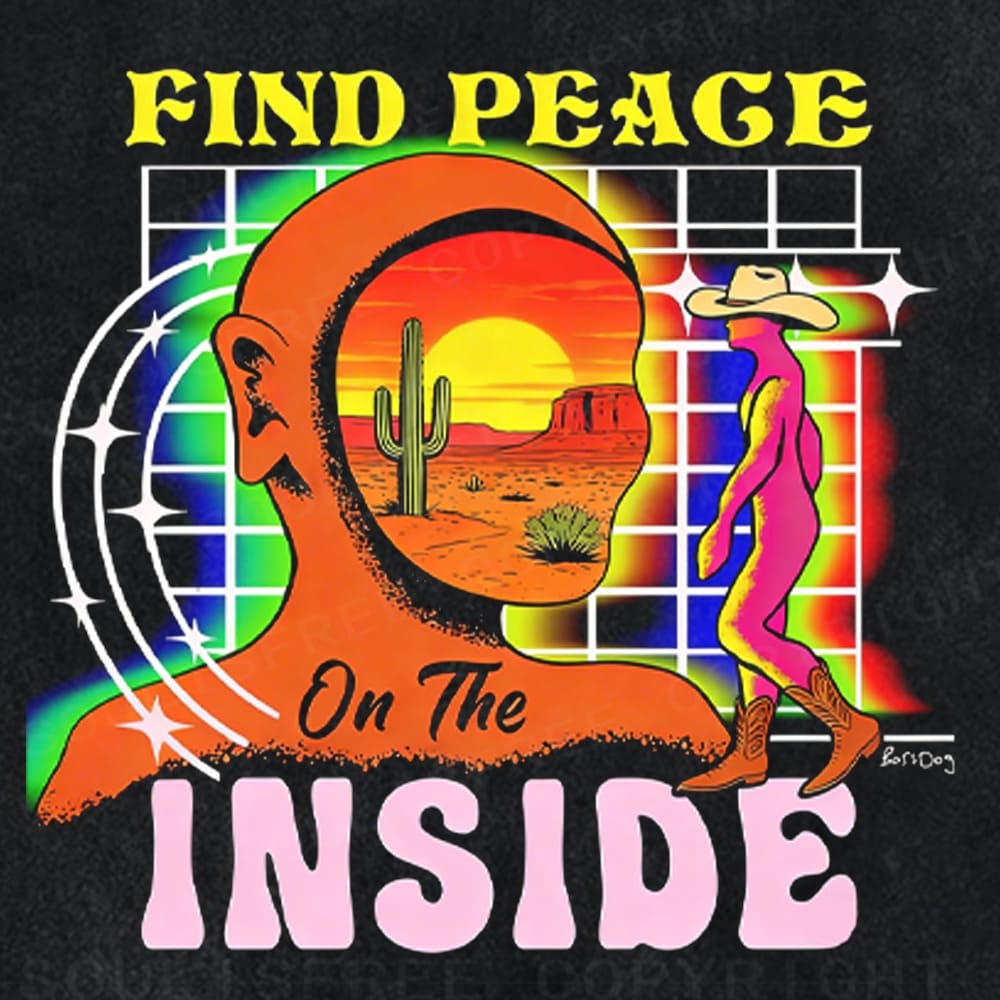 Soulisfree Find Peace Inside Desert Illusion Washed Tee