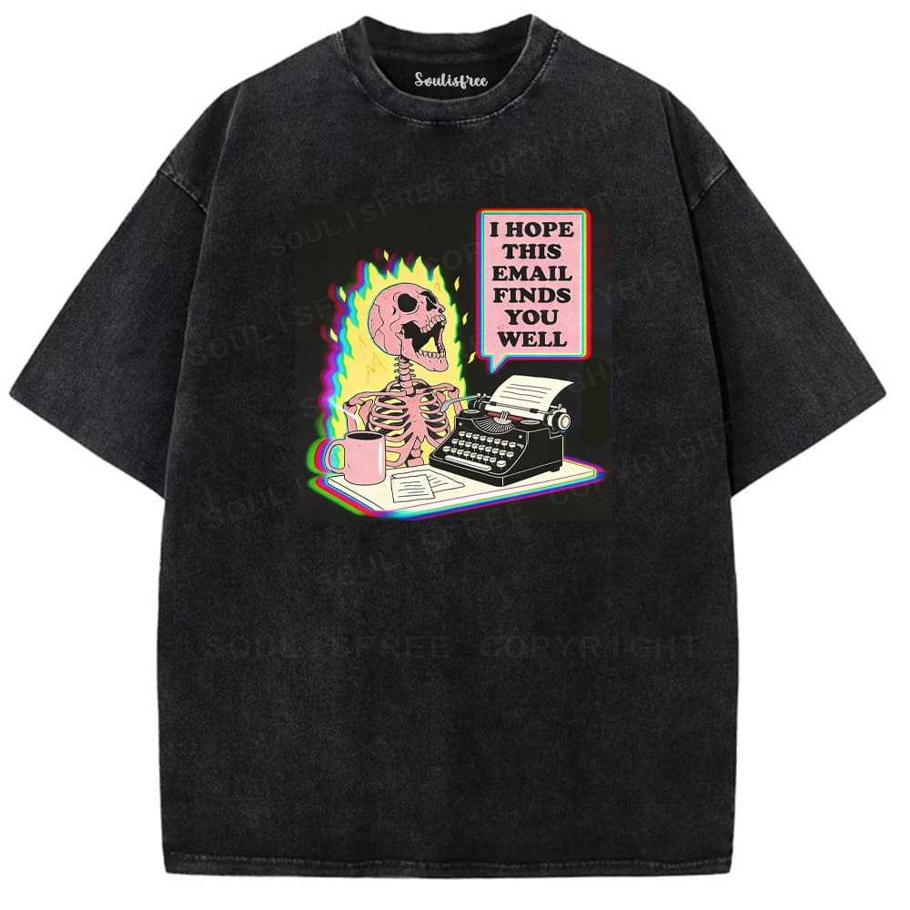 Soulisfree Email Finds You Skeleton Illusion Washed Tee