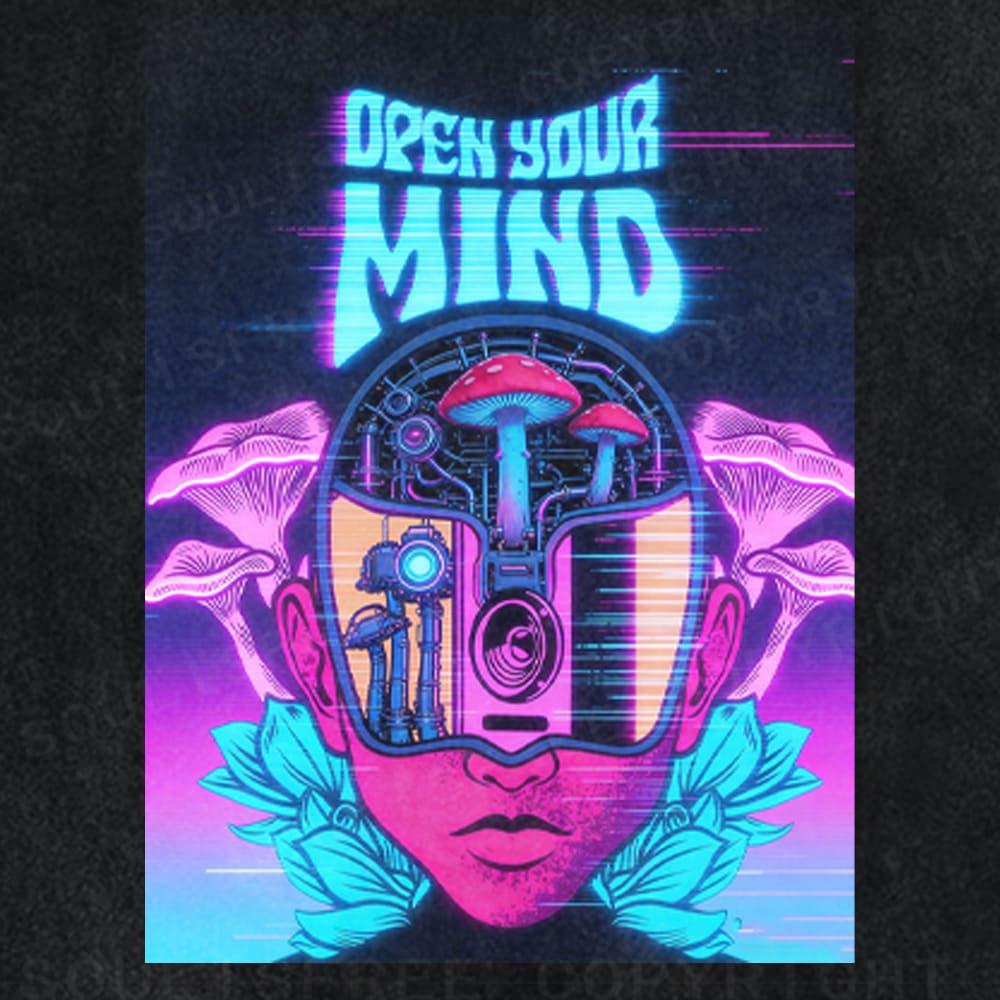Soulisfree Open Your Mind Cyber Bloom Illusion Washed Tee