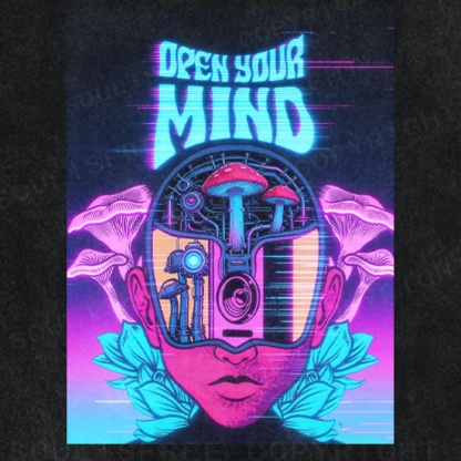 Soulisfree Open Your Mind Cyber Bloom Illusion Washed Tee