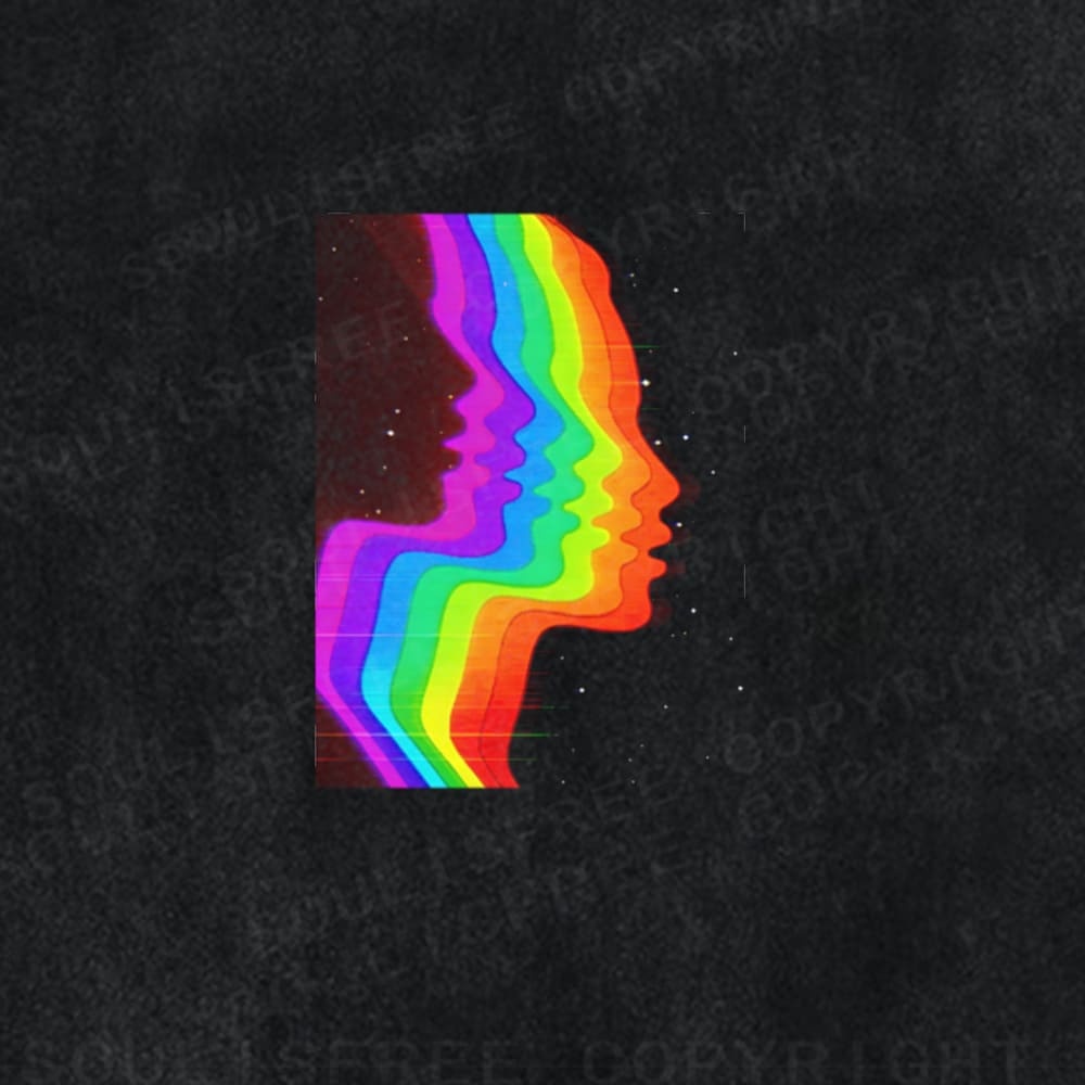 Soulisfree Rainbow Mind Cosmic Flow Illusion Washed Tee