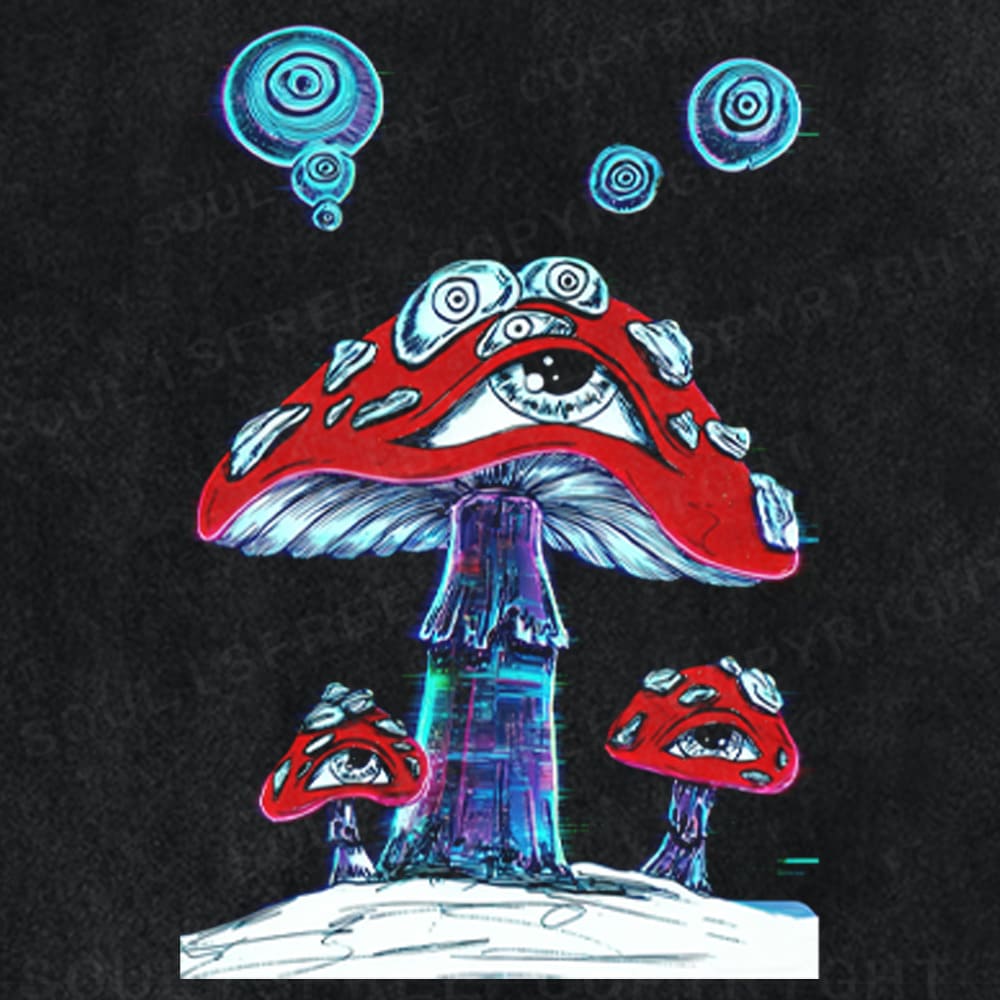 Soulisfree Psychedelic Mushroom Eye Dream Washed Tee