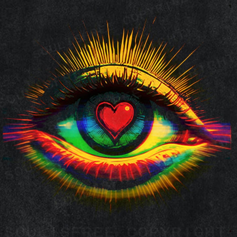 Soulisfree Rainbow Eye Heart Vision Washed Tee