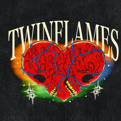 Soulisfree Twinflames Skull Heart Burn Illusion Washed Tee