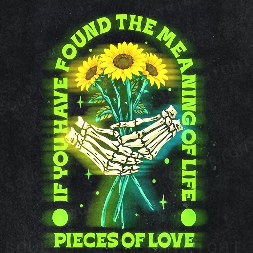 Soulisfree Skeleton Hands Sunflower Illusion Washed Tee