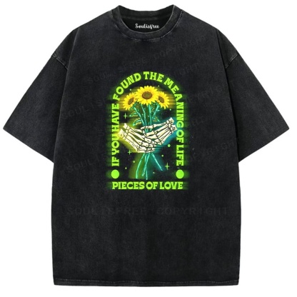 Soulisfree Skeleton Hands Sunflower Illusion Washed Tee