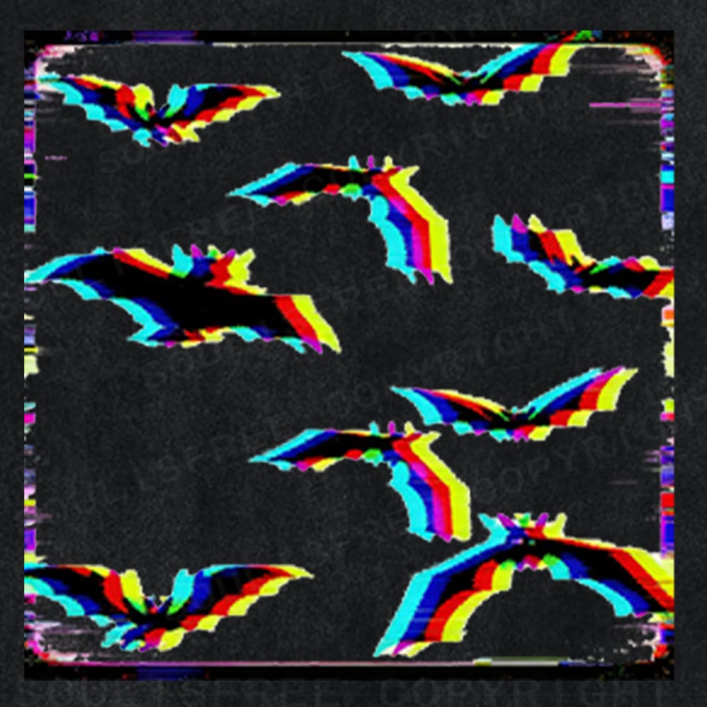 Soulisfree Glitch Bats Rainbow Static Illusion Washed Tee