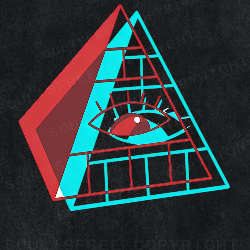 Soulisfree All Seeing Eye Dual Tone Illusion Washed Tee