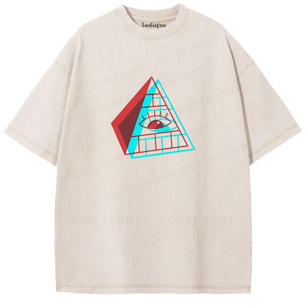 Soulisfree All Seeing Eye Dual Tone Illusion Washed Tee