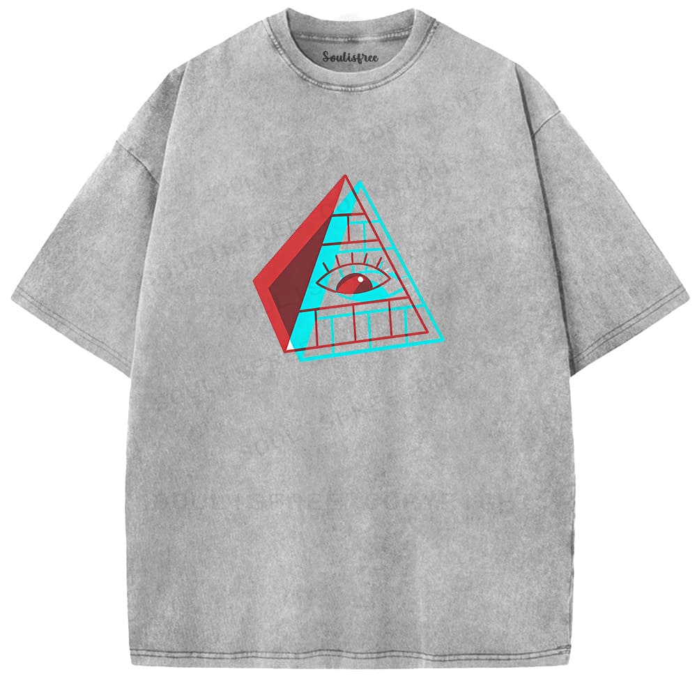 Soulisfree All Seeing Eye Dual Tone Illusion Washed Tee