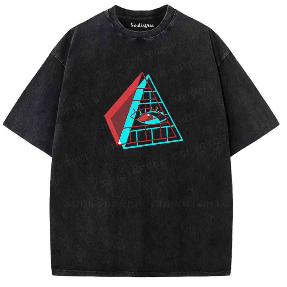 Soulisfree All Seeing Eye Dual Tone Illusion Washed Tee