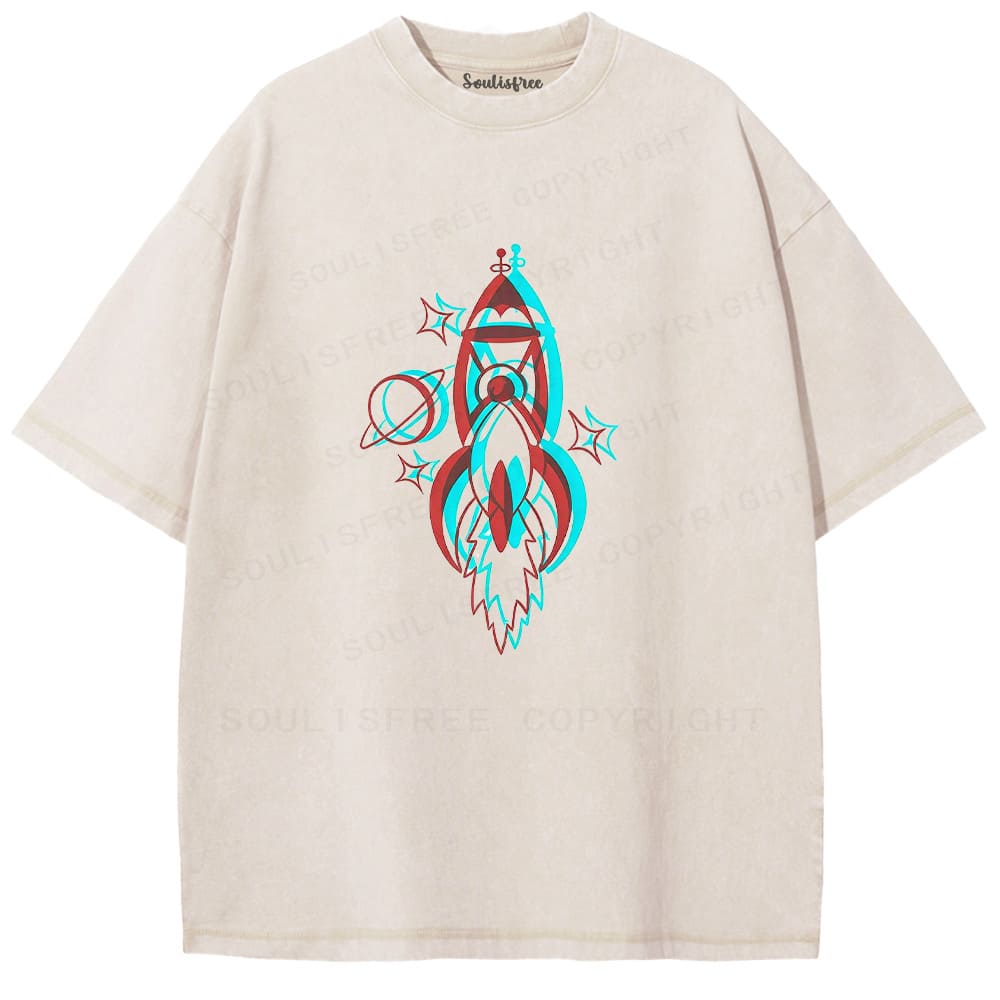 Soulisfree Rocket Launch Dual Tone Illusion Washed Tee
