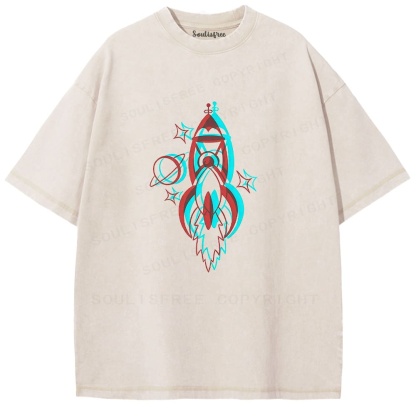Soulisfree Rocket Launch Dual Tone Illusion Washed Tee