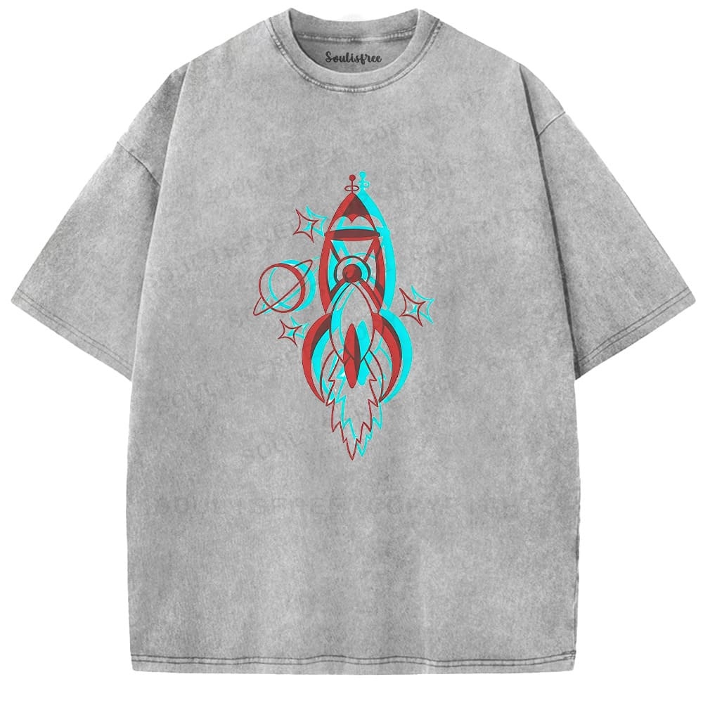 Soulisfree Rocket Launch Dual Tone Illusion Washed Tee