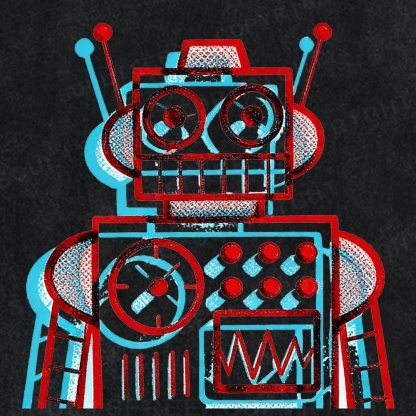 Soulisfree Retro Robot Design Illusion Washed Tee