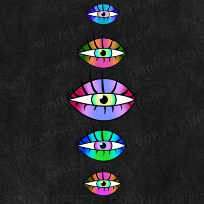 Soulisfree Multi Color Iris Stack Pattern Washed Tee