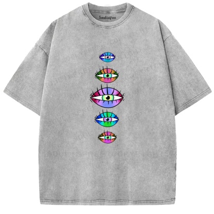 Soulisfree Multi Color Iris Stack Pattern Washed Tee