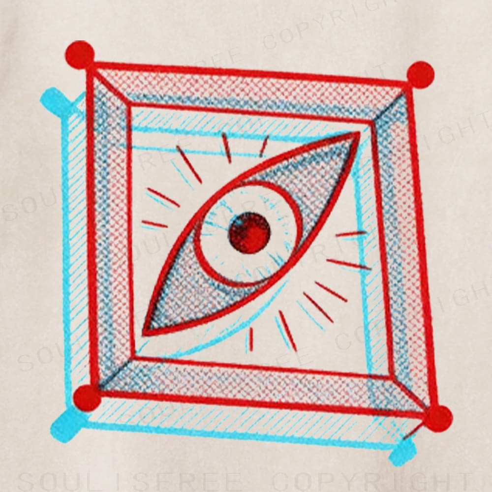 Soulisfree Geometric Eye Frame Illusion Washed Tee