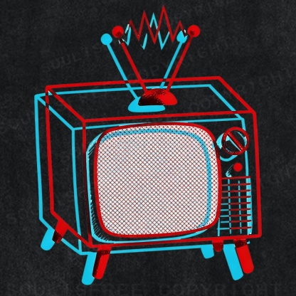 Soulisfree Retro TV Antenna Graphic Illusion Washed Tee