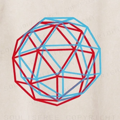 Soulisfree Dual Color Geometric Sphere Illusion Washed Tee