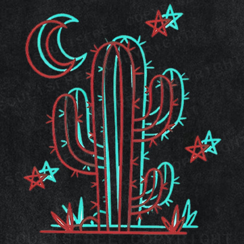 Soulisfree Cactus Moon Star Illusion Washed Tee