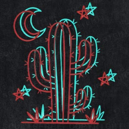 Soulisfree Cactus Moon Star Illusion Washed Tee