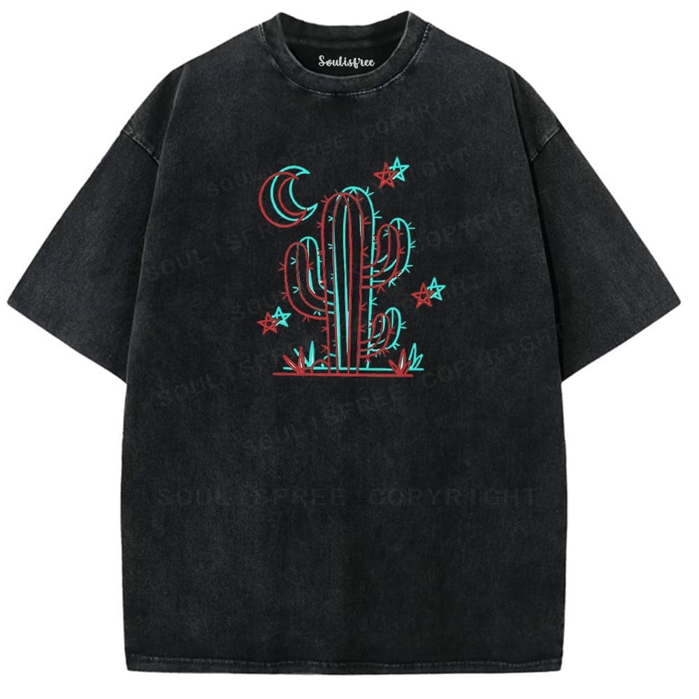 Soulisfree Cactus Moon Star Illusion Washed Tee