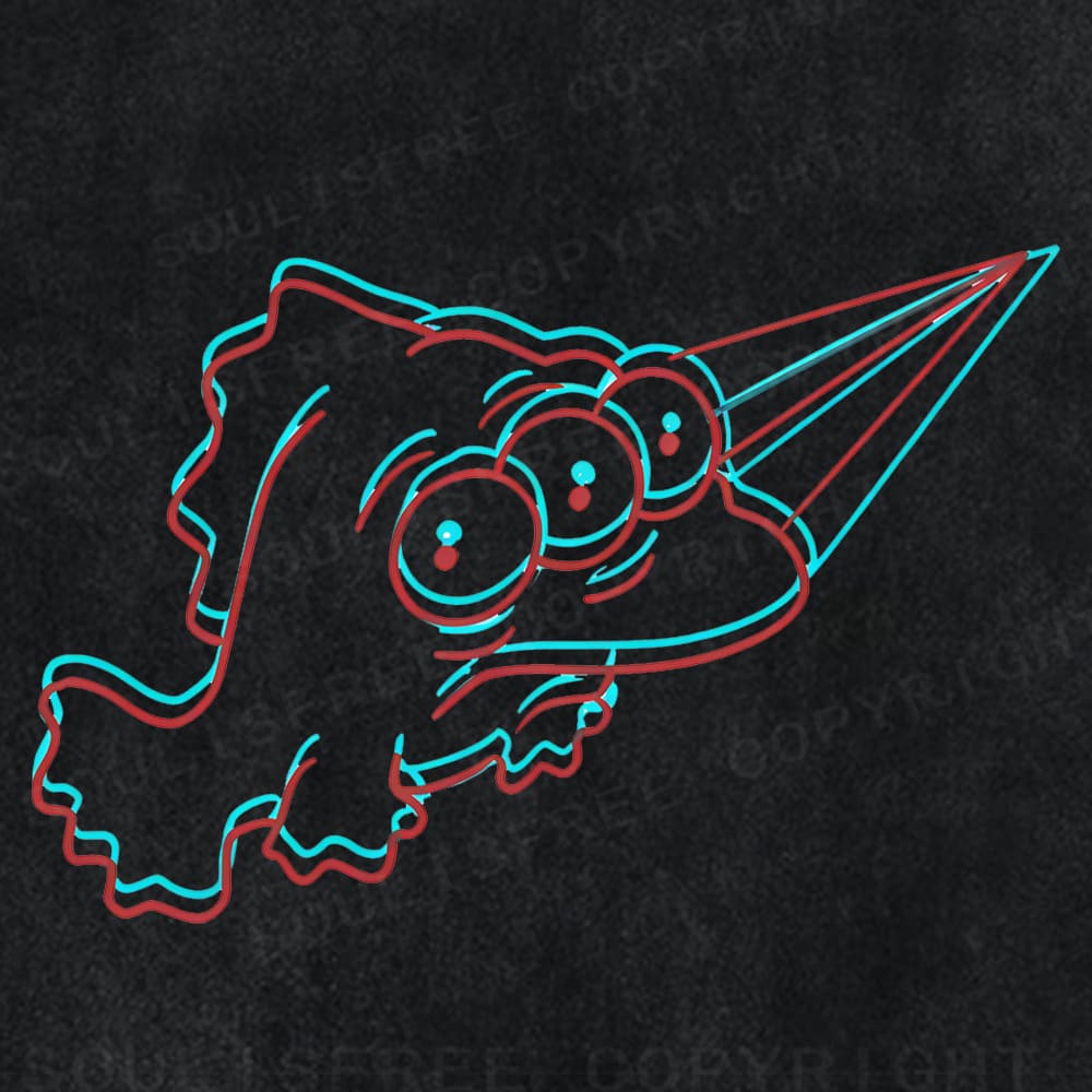 Soulisfree Ghost Laser Eye Illusion Washed Tee