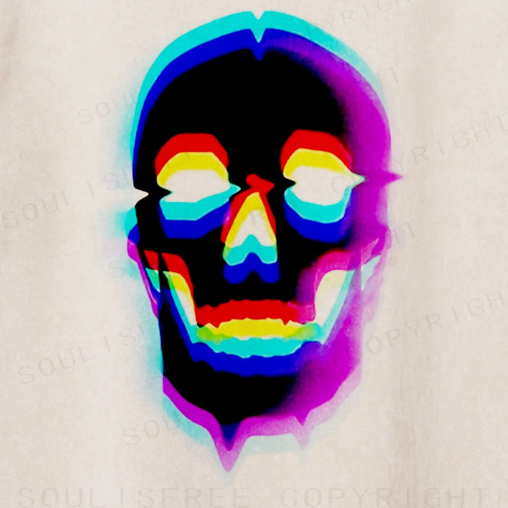 Soulisfree Rainbow Skull Thermal Illusion Washed Tee