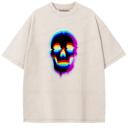 Soulisfree Rainbow Skull Thermal Illusion Washed Tee