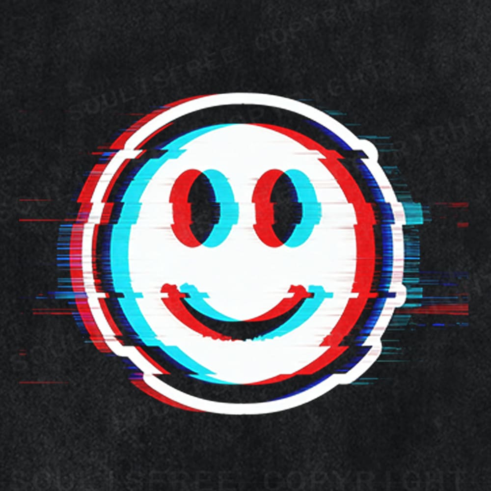 Soulisfree Glitch Smile Dual Line Illusion Washed Tee