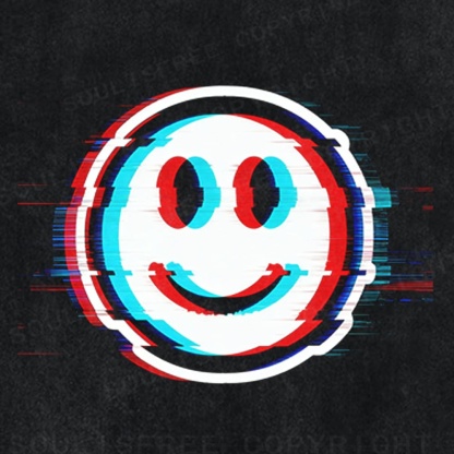 Soulisfree Glitch Smile Dual Line Illusion Washed Tee