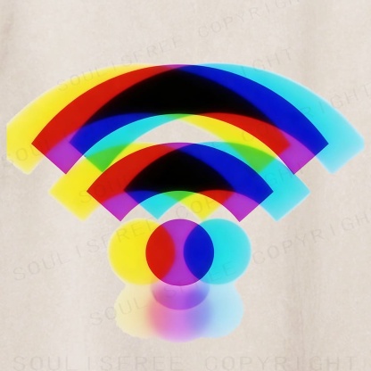 Soulisfree Rainbow WiFi Signal Illusion Washed Tee