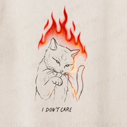 Soulisfree Cool Cat Fire Words Simple Washed Tee