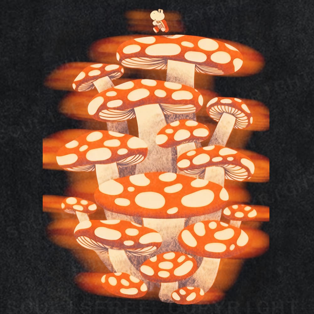 Soulisfree Orange Spot Mushroom Illusion Washed Tee