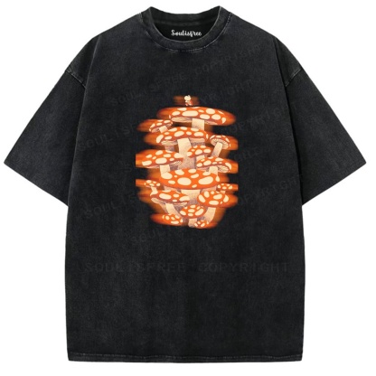 Soulisfree Orange Spot Mushroom Illusion Washed Tee