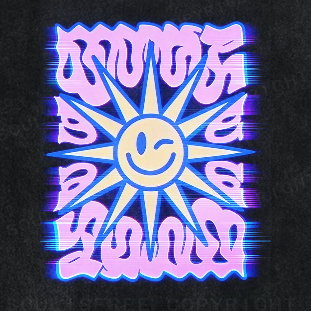Soulisfree Smile Sun Color Border Illusion Washed Tee