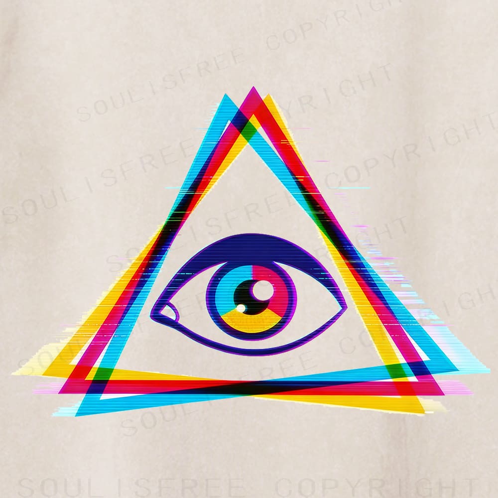 Soulisfree Rainbow Triangle Eye Color Shift Washed Tee