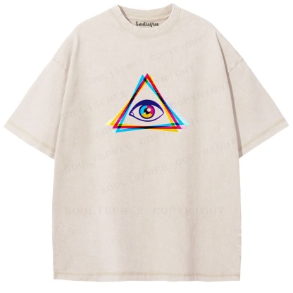 Soulisfree Rainbow Triangle Eye Color Shift Washed Tee