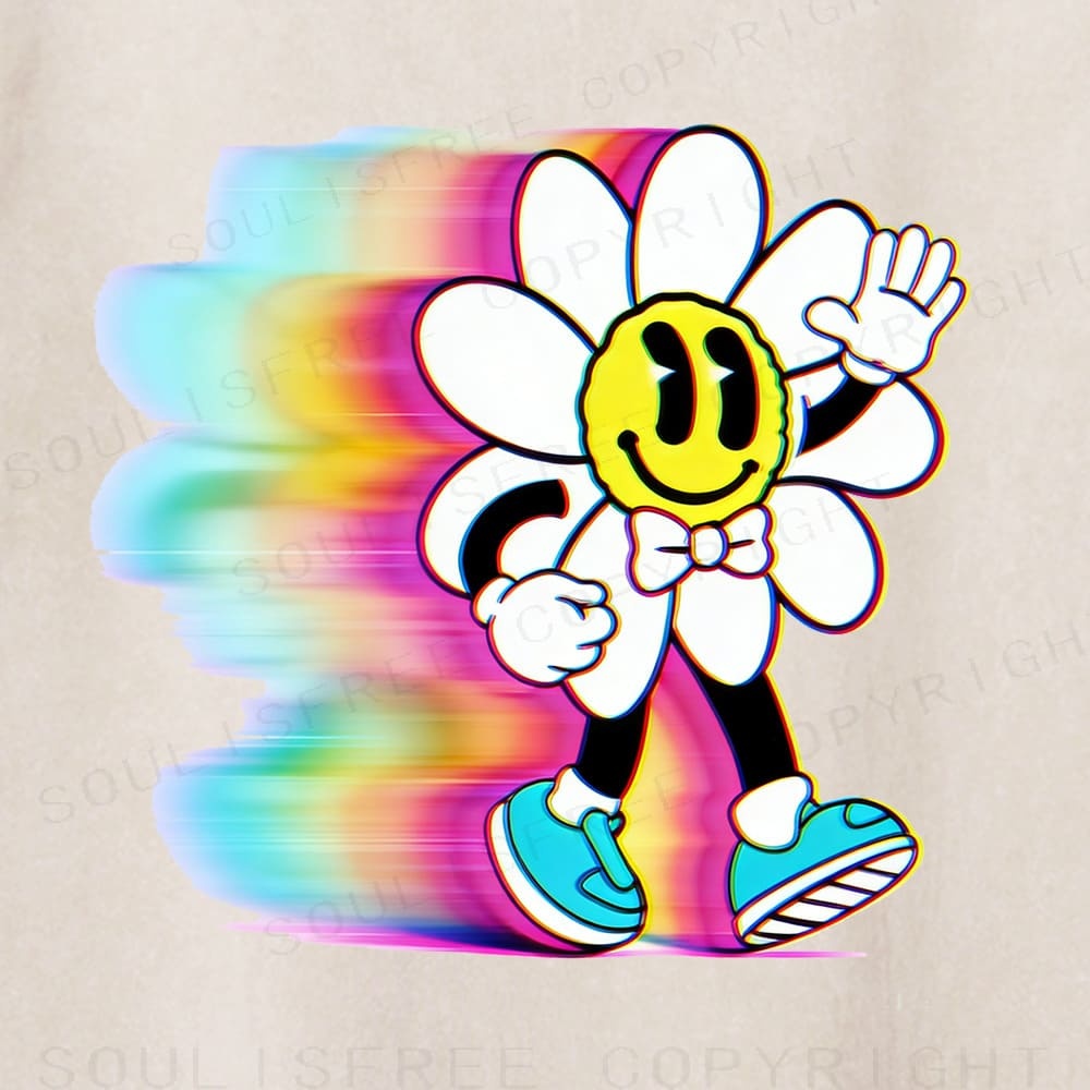 Soulisfree Rainbow Trail Smiling Illusion Washed Tee