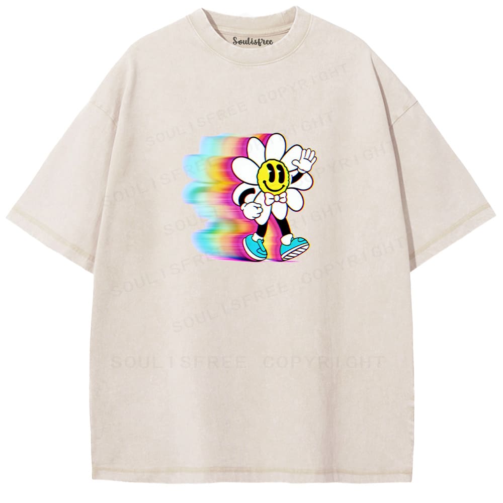 Soulisfree Rainbow Trail Smiling Illusion Washed Tee