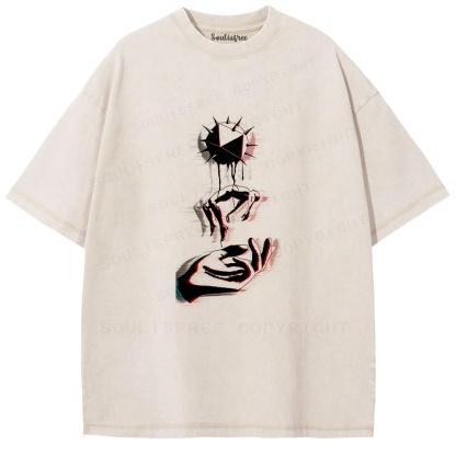 Soulisfree Spiked Orb Dripping Ink Hand Illusion Washed Tee