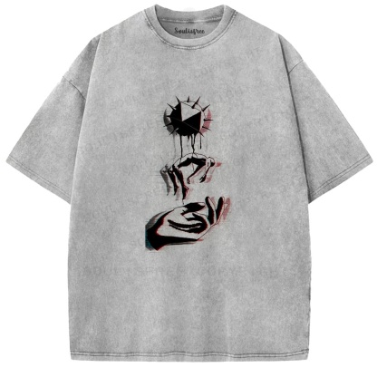 Soulisfree Spiked Orb Dripping Ink Hand Illusion Washed Tee