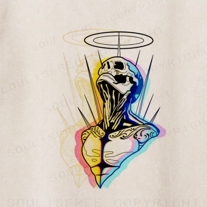 Soulisfree Halo Skull Chromatic Body Illusion Washed Tee