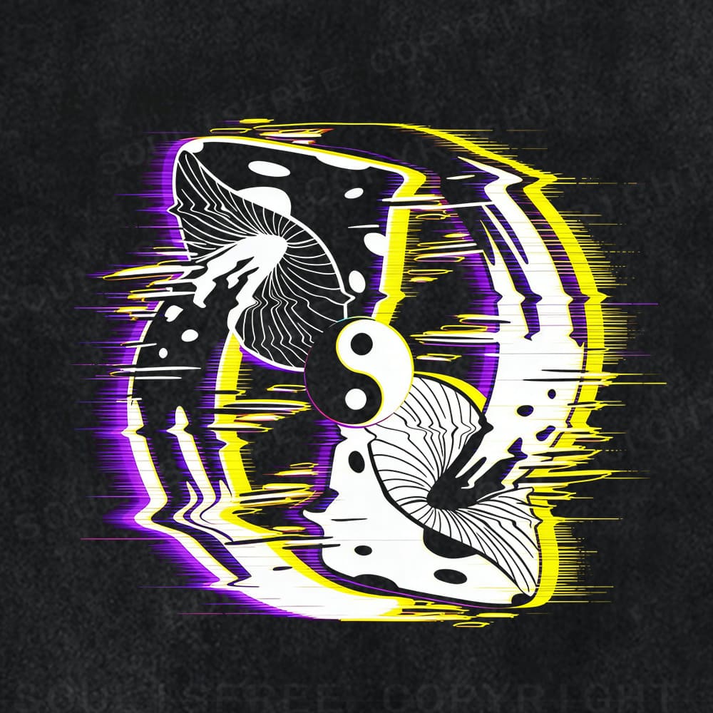 Soulisfree Yin Yang Mushroom Illusion Washed Tee