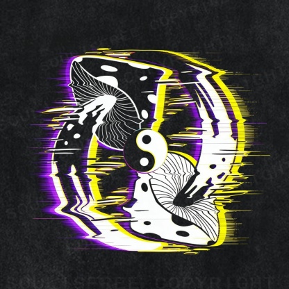 Soulisfree Yin Yang Mushroom Illusion Washed Tee