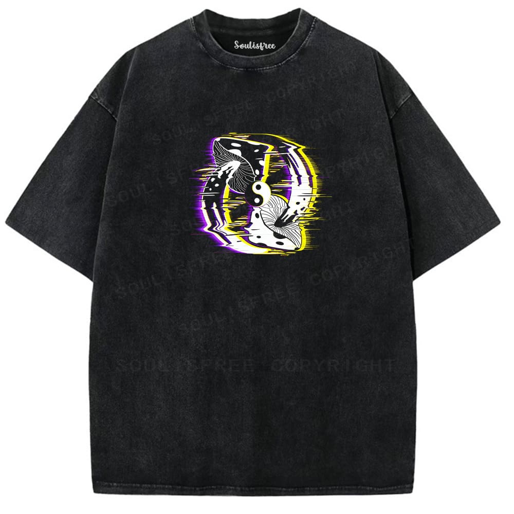 Soulisfree Yin Yang Mushroom Illusion Washed Tee
