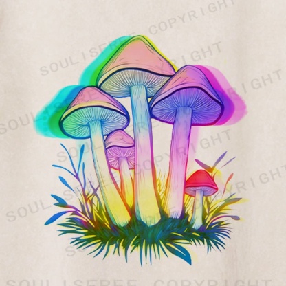 Soulisfree Rainbow Mushroom Forest Illusion Washed Tee