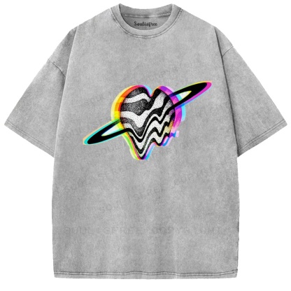 Soulisfree Cosmic Heart Ring Illusion Washed Tee